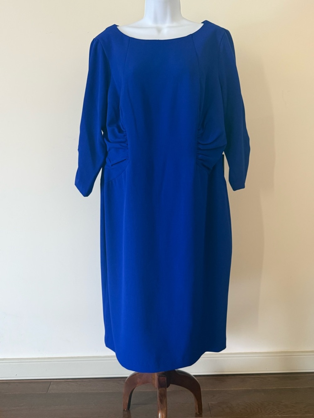 Adrianna Papell Cobalt Blue Long Sleeve Draped Waist Sheath Dress